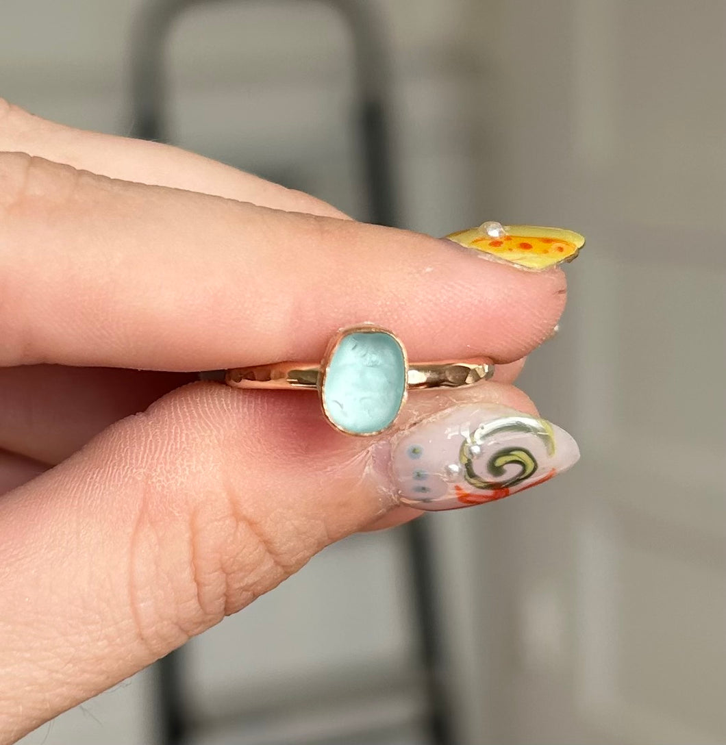 size 9 turquoise sea glass ring