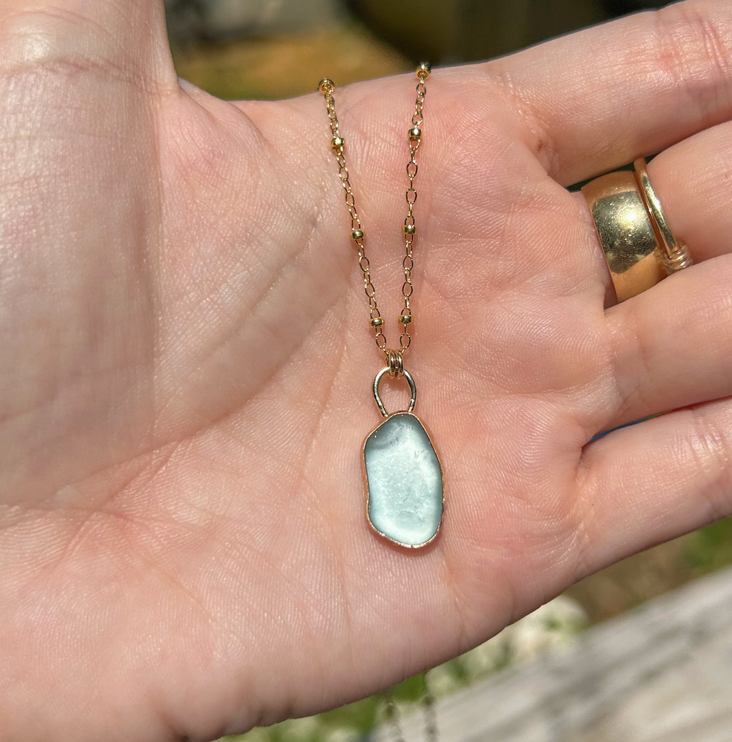 GOLD sea glass necklace