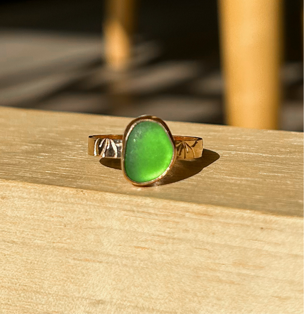 size 7.5 sea glass ring