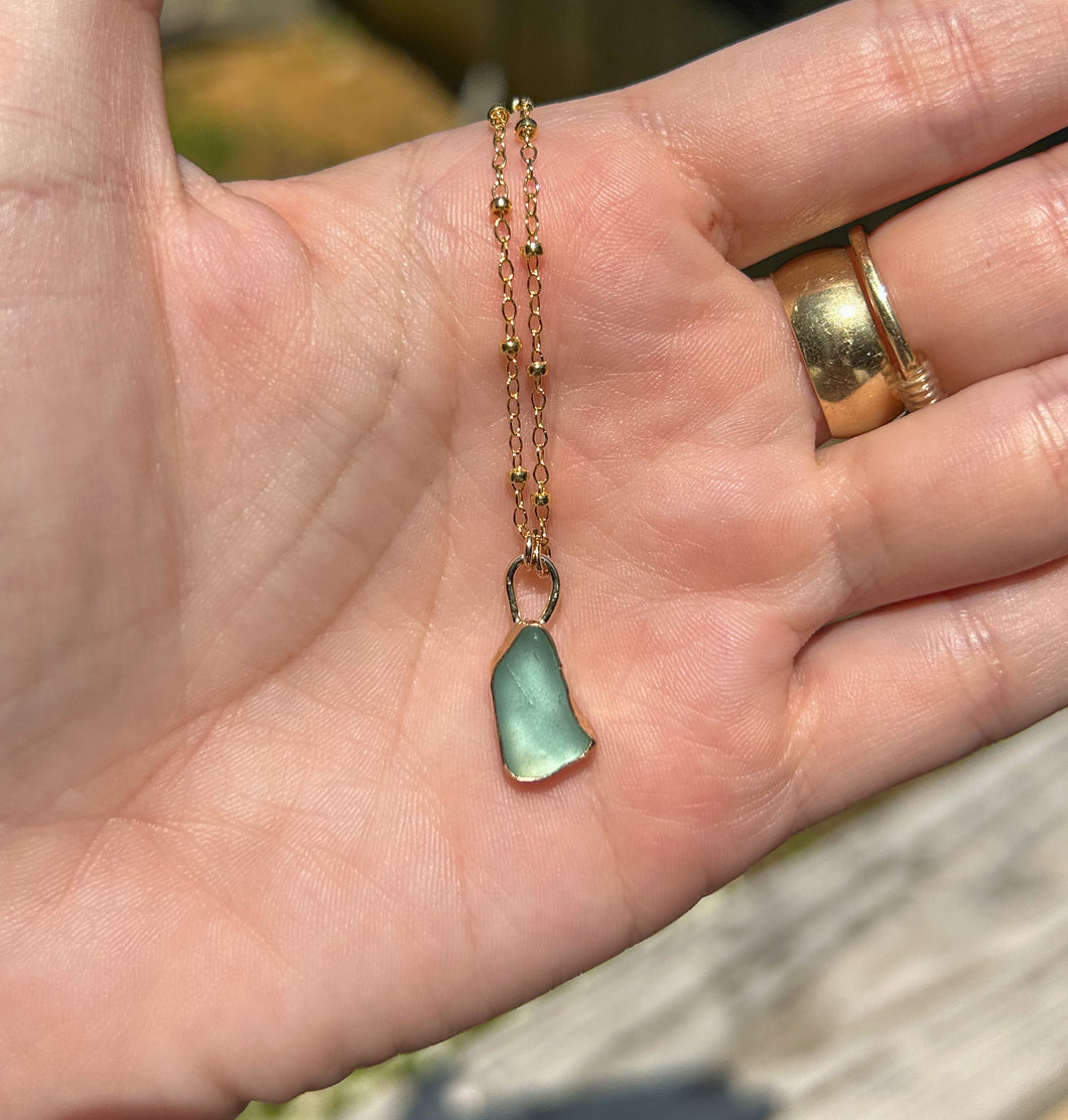 GOLD sea glass necklace