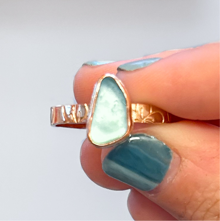 size 10 sea glass ring