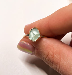 FLAWED - GOLD size 6 turquoise sea glass ring