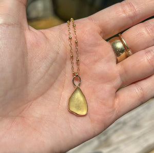 GOLD yellow sea glass necklace