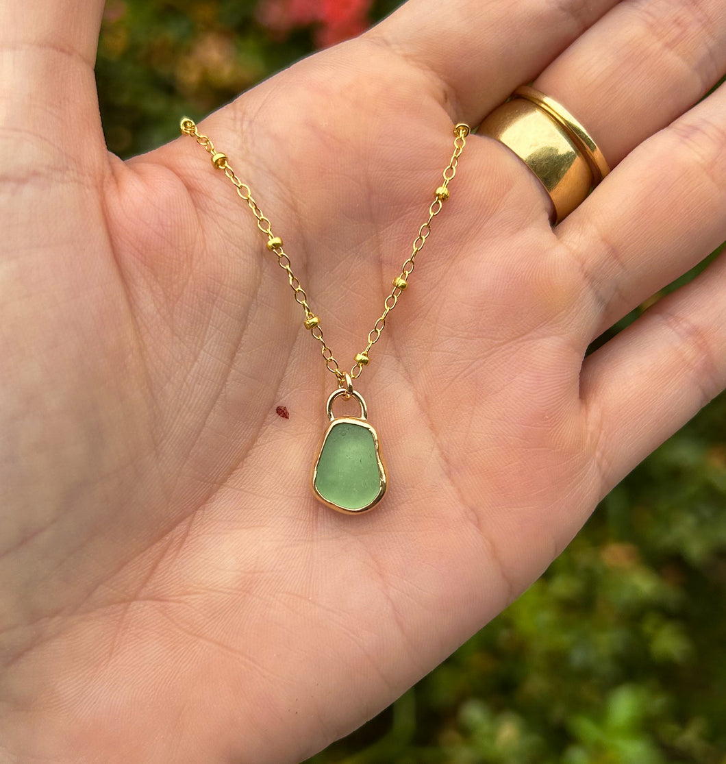 #1 lime sea glass necklace