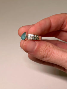 wave + sun sea glass ring