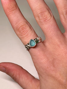 wave + sun sea glass ring