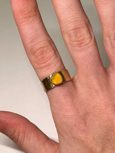 yellow chunky sea glass ring