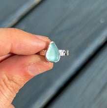 Load image into Gallery viewer, SILVER size 6 turquoise sea glass
