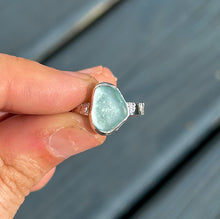 Load image into Gallery viewer, SILVER size 8 turquoise sea glass
