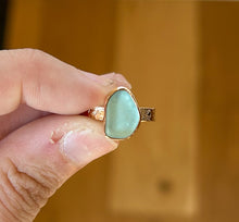 Load image into Gallery viewer, GOLD size 6 turquoise sea glass
