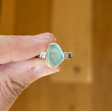 Load image into Gallery viewer, SILVER size 8 turquoise sea glass
