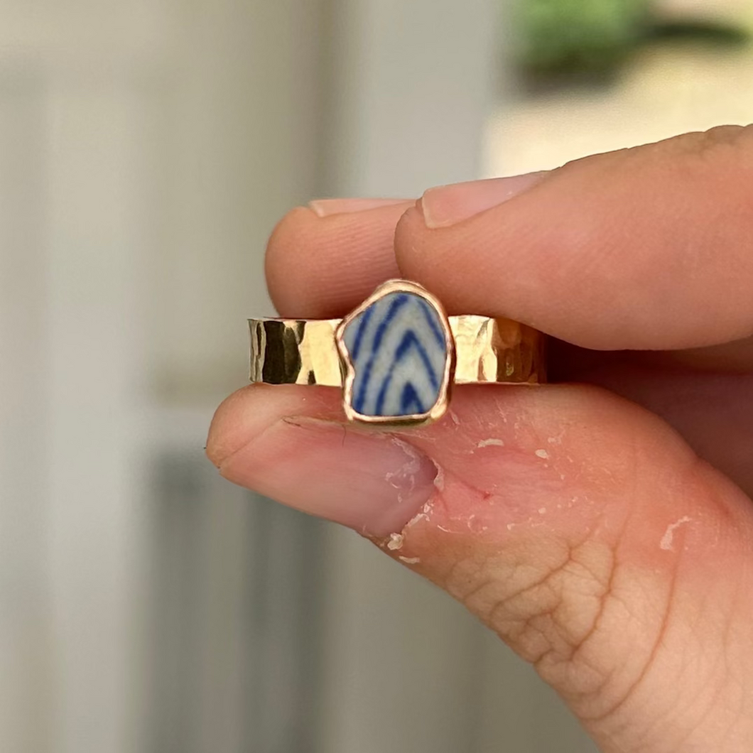 size 6.5 sea pottery ring *thick band*