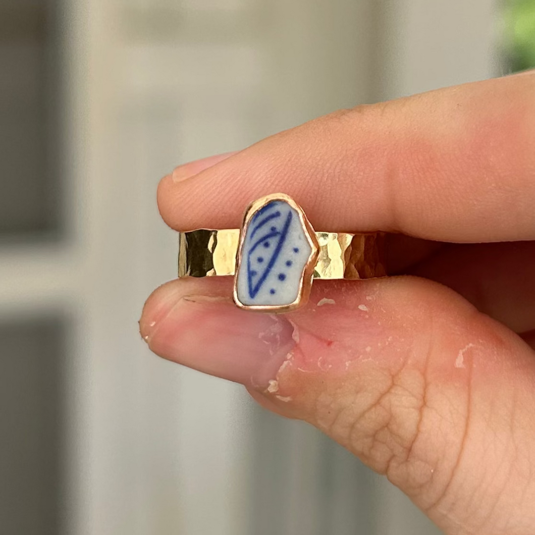 size 7 sea pottery ring *thick band*