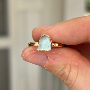 size 7 turquoise sea glass ring