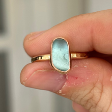 Load image into Gallery viewer, size 7.5 turquoise sea glass ring
