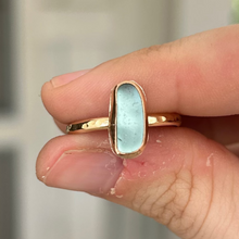 Load image into Gallery viewer, size 8 turquoise sea glass ring
