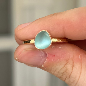 size 9 turquoise sea glass ring