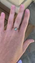 Load and play video in Gallery viewer, gold teal (size 6) sea glass + sun halo ring set
