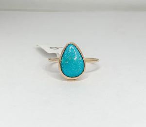 gold turquoise ring, size 6