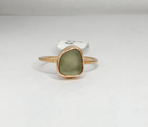 gold sea glass ring, size 8