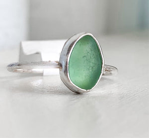silver sea glass ring (size 9)