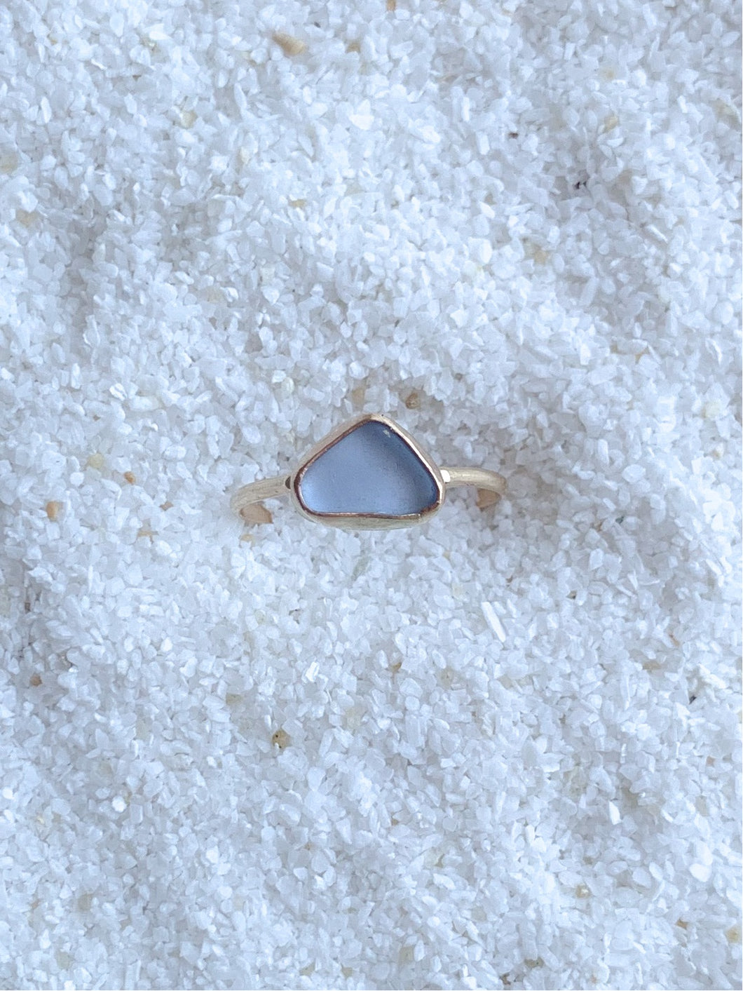 cornflower blue sea glass ring (size 7)