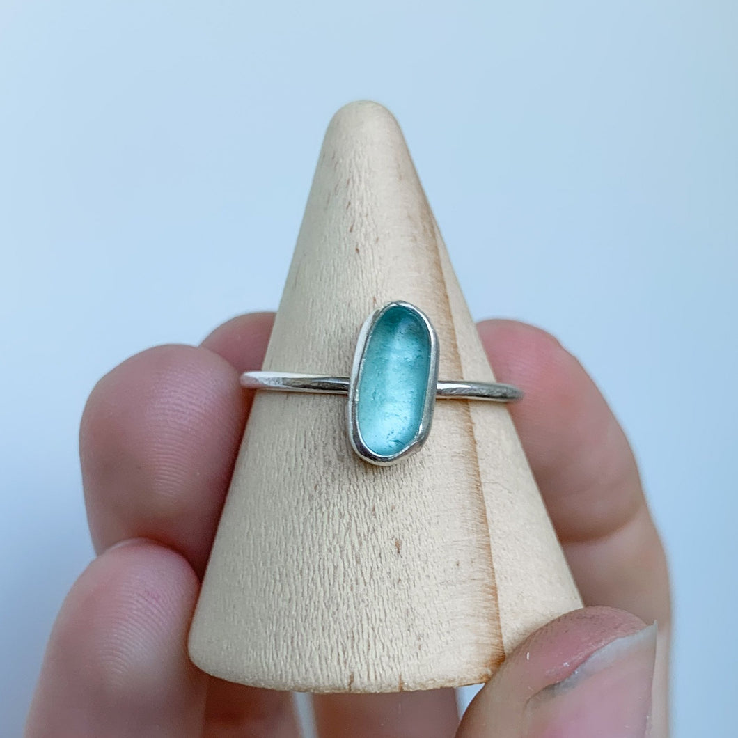 silver sea glass ring (size 8.5)