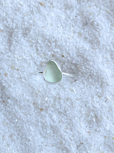 lime sea glass ring (size 7)