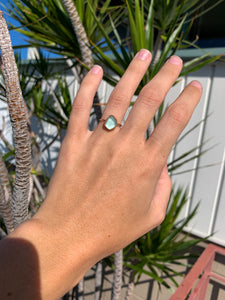 gold sea glass ring (size 5)