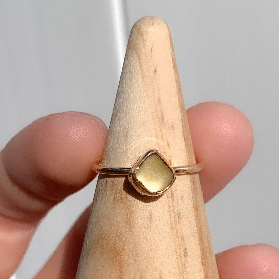 gold sea glass ring (size 6)