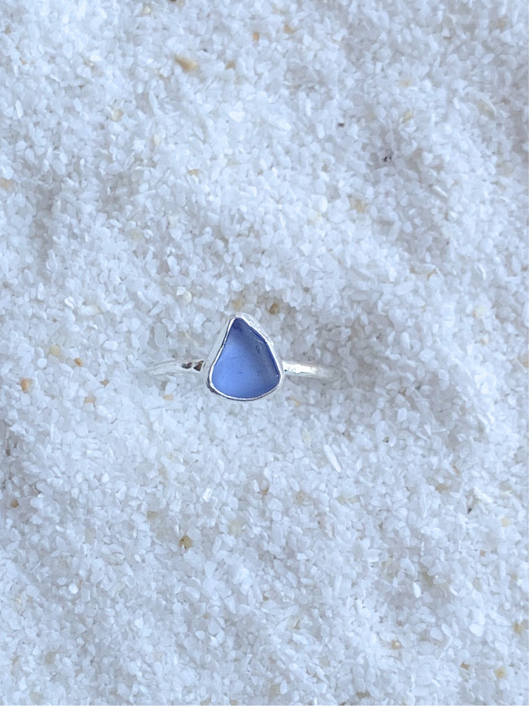 cornflower blue sea glass ring (size 7)