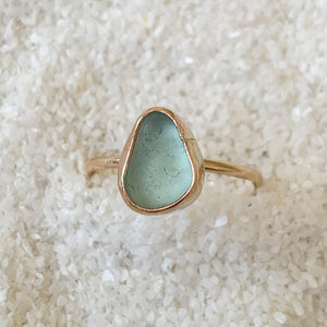 gold sea glass ring (size 6)