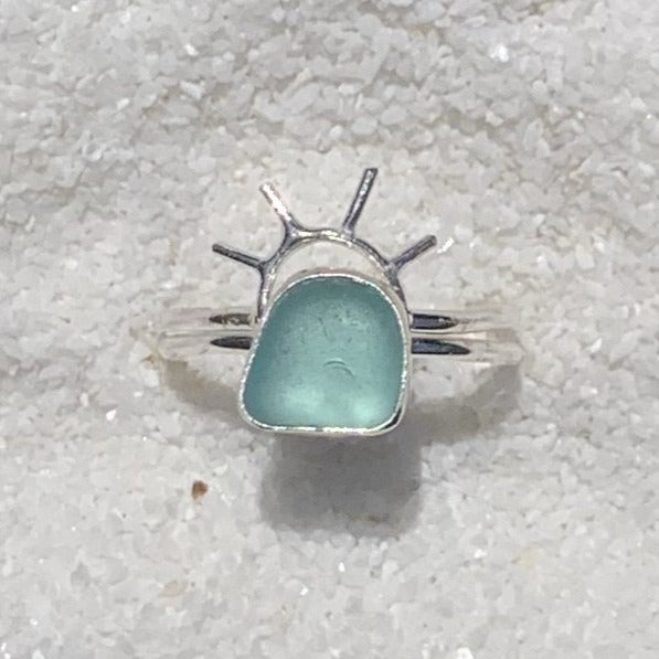 silver sea glass +sun halo set (size 9)