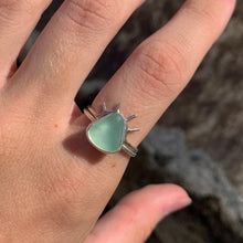 Load image into Gallery viewer, silver sea glass + sun halo ring set(size 7)
