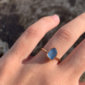 gold sea glass ring (size 5)