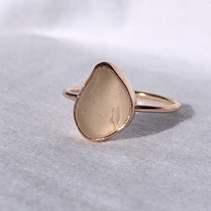 peach/pale pink sea glass ring